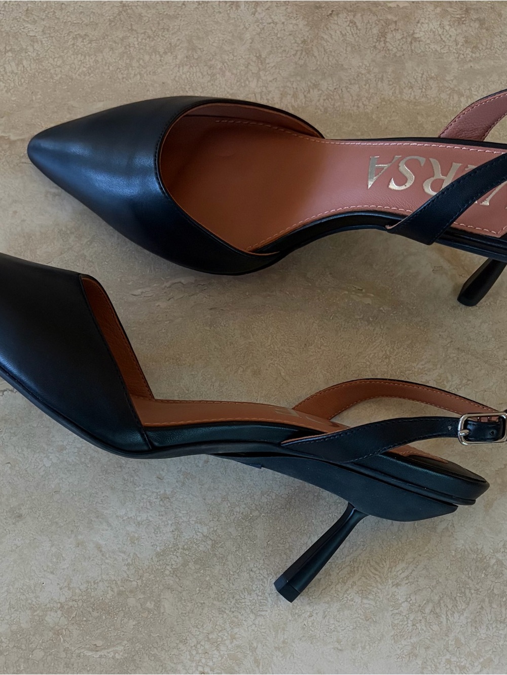 Vice Versa Black Pointed-Toe Slingback Pumps